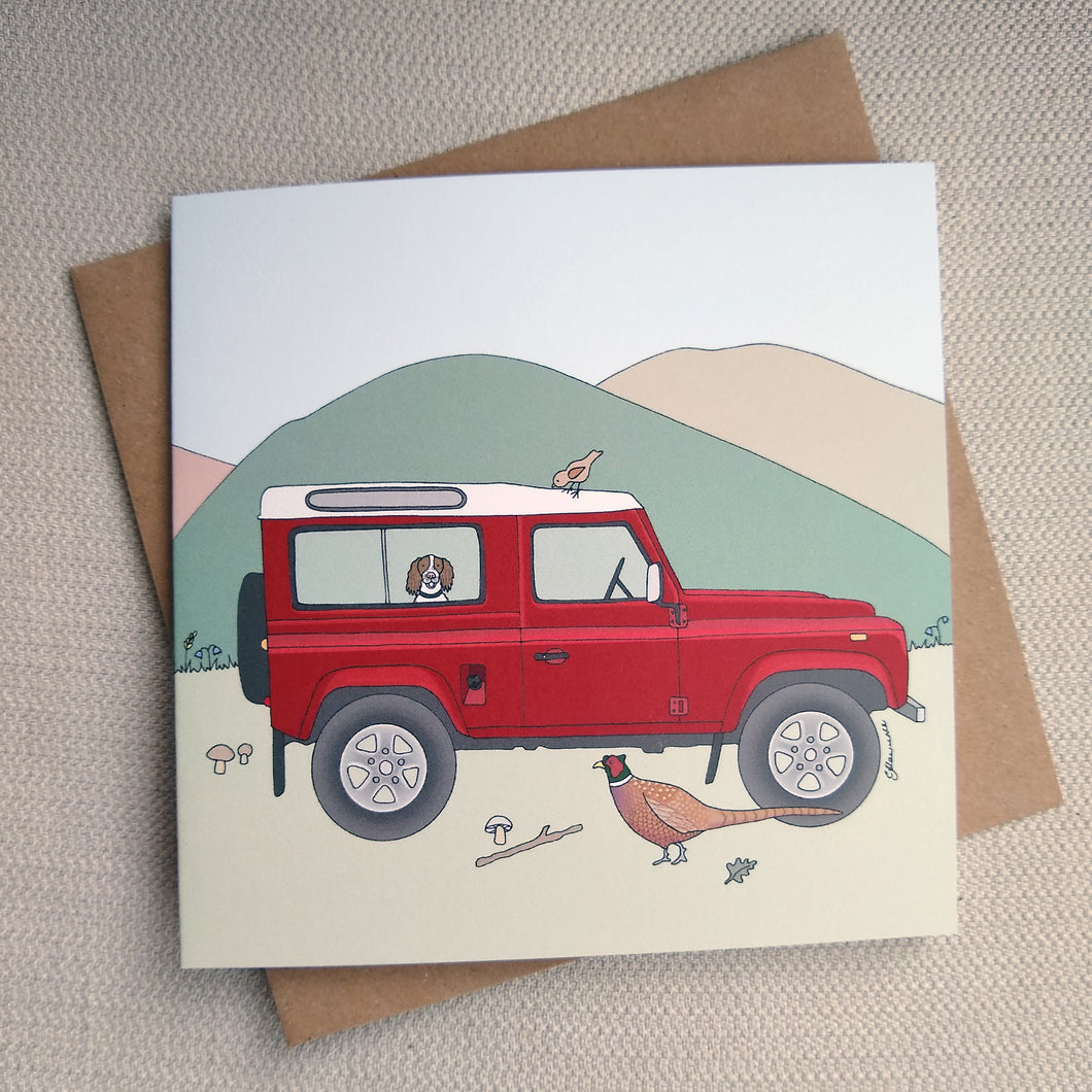 Country Range Land Rover with Spaniel Card
