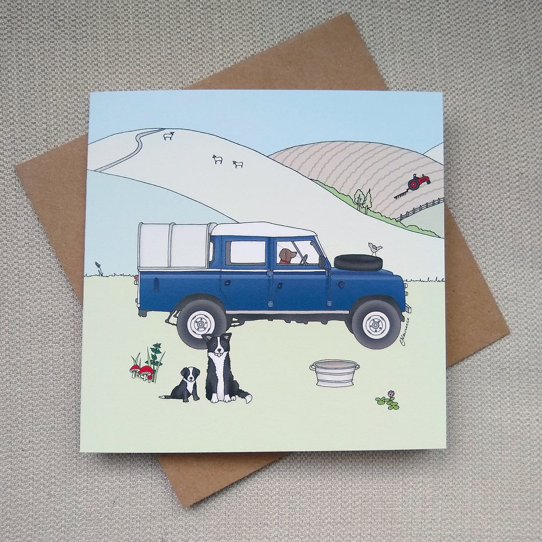 Card Land Rover Long Wheel Soft Top Blue